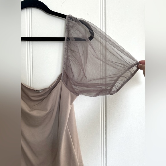 Free People Intimately Yours Puffy Sleeve Top, Mauve Gray, Size Large - Picture 5 of 6